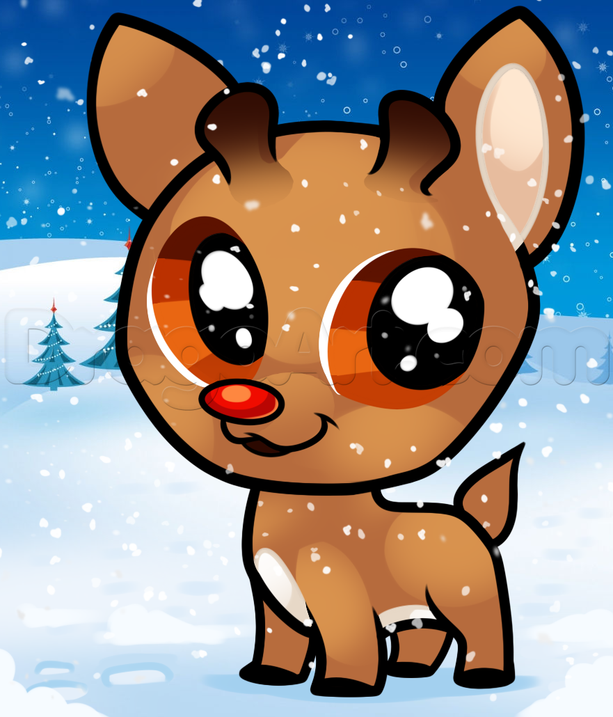 881x1030 how to draw chibi rudolph drawing in drawings, cute - Rudolph Drawing