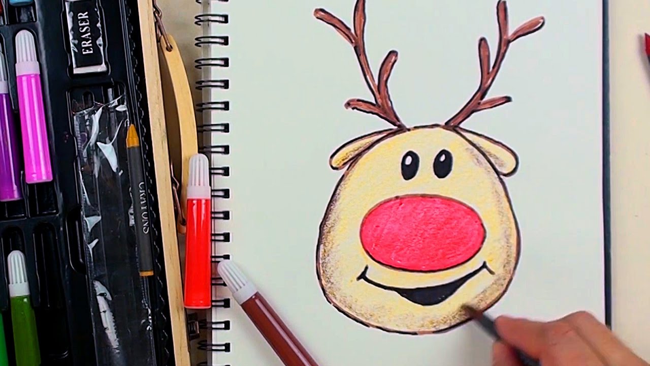 1280x720 how to draw rudolph the red nosed reindeer emoji step - Rudolph The Red Nosed Reindeer Drawing