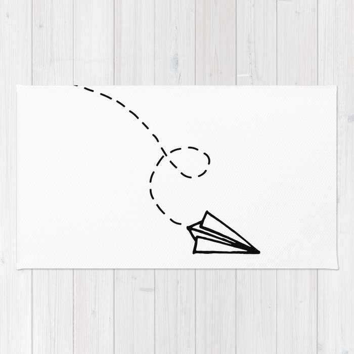 700x700 send it simple paper airplane drawing rug - Rug Drawing