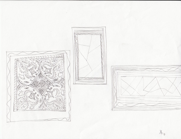 600x463 sketches of frames and rugs drawing a day shin kim online - Rug Drawing
