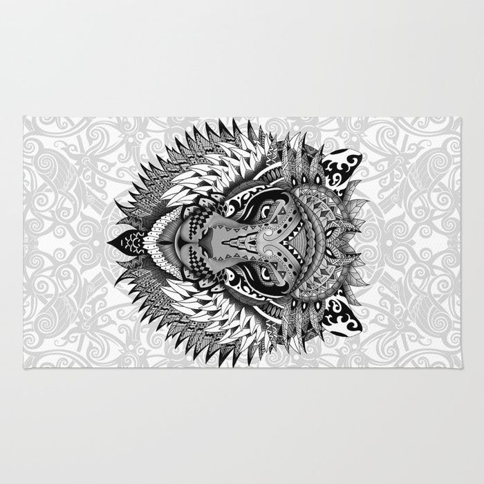 700x700 lion aztec art pattern rug - Rug Drawing