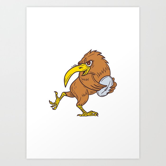 700x700 kiwi bird running rugby ball drawing art print - Rugby Ball Drawing