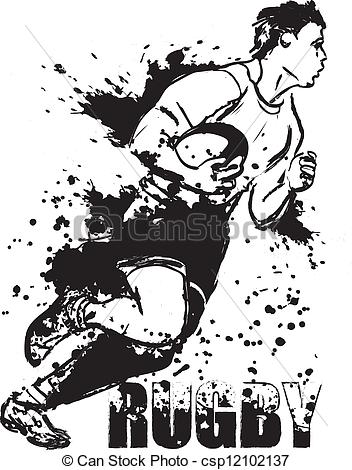352x470 grunge rugby running rugby with the ball - Rugby Drawing