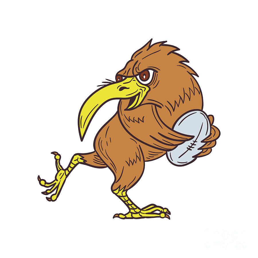 900x900 kiwi bird running rugby ball drawing digital art - Rugby Drawing