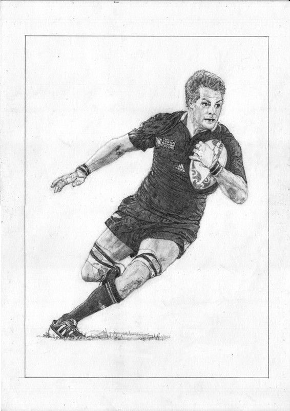 566x800 rugby player pencil drawing - Rugby Drawing