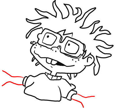 400x383 step how to draw chuckie from rugrats with easy drawing lesson - Rugrats Drawing