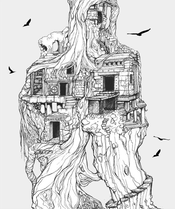 570x679 landscape, lost civilizations, ancient ruins drawing virginia - Ruins Drawing