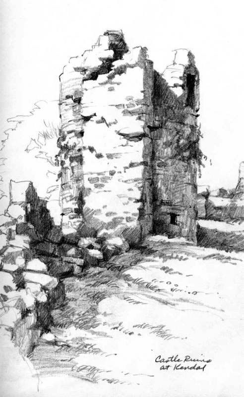 492x800 pencil sketchbook drawing castle ruins - Ruins Drawing