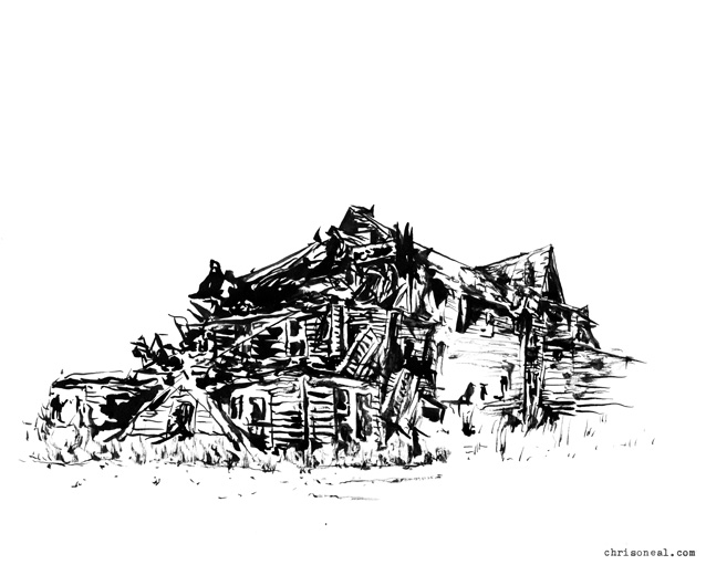 638x511 the cold spring house ruins drawing - Ruins Drawing