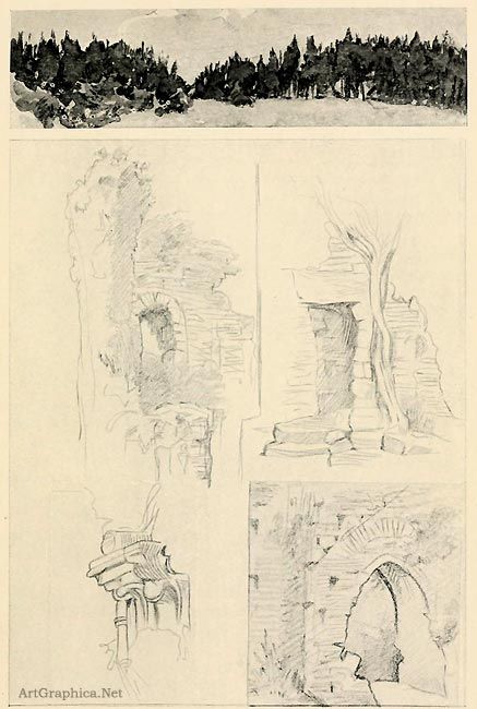 437x650 drawing ruins, drawing trees, beginner guide to art and drawing - Ruins Drawing