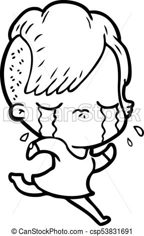 287x470 Cartoon Crying Girl Running Away Vectors - Running Away Drawing