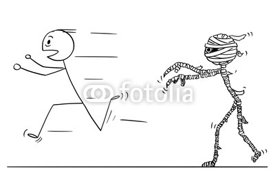 400x270 cartoon stick drawing conceptual illustration of scared man - Running Away Drawing
