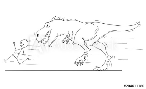 500x305 cartoon stick man drawing conceptual illustration of businessman - Running Away Drawing