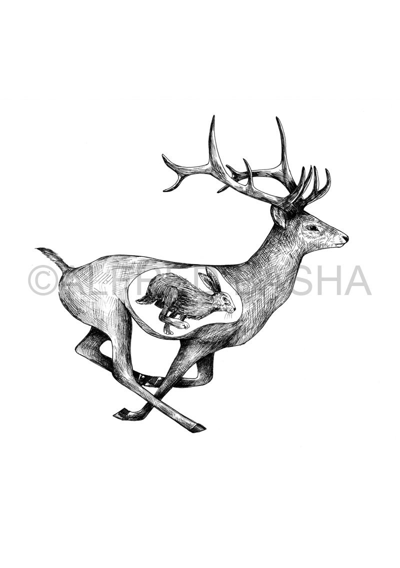 800x1136 Running Deer Alfredbasha - Running Deer Drawing