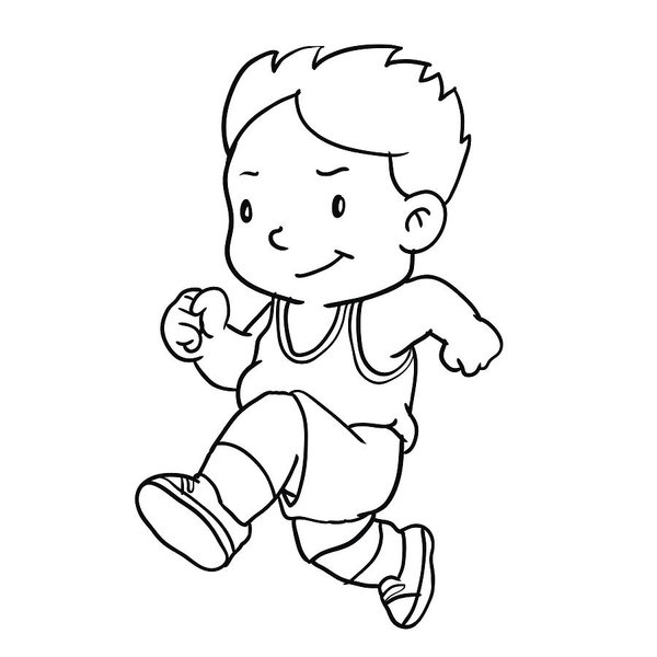 600x600 Hand Drawing Of Boy Running Vector Illustration Art Print - Running Drawing