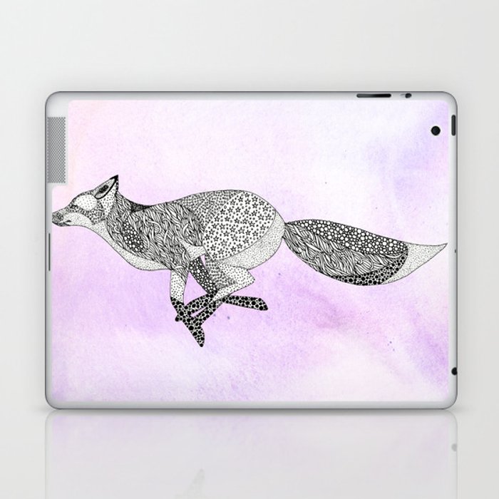 700x700 Running Fox Laptop Ipad Skin - Running Fox Drawing