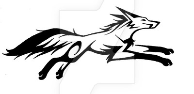 400x194 Tribal Running Fox - Running Fox Drawing