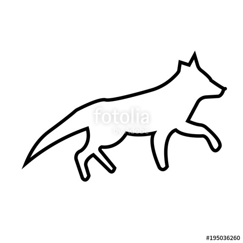 500x500 Running Fox Silhouette Outline On White Background Stock Image - Running Fox Drawing