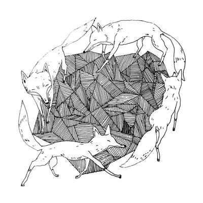 400x400 Geometric Running Fox Necklace - Running Fox Drawing