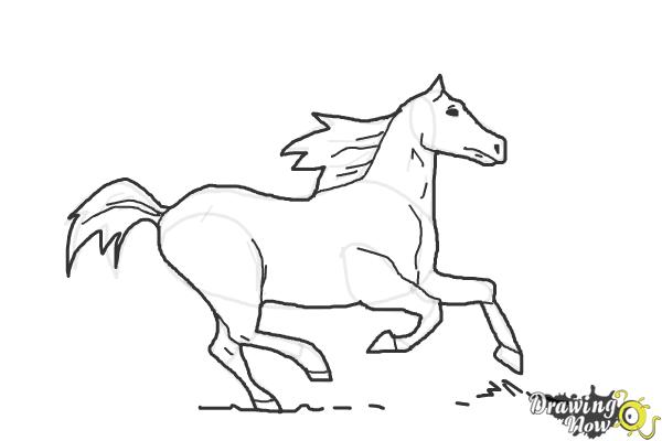 600x400 how to draw a horse running - Running Horse Drawing