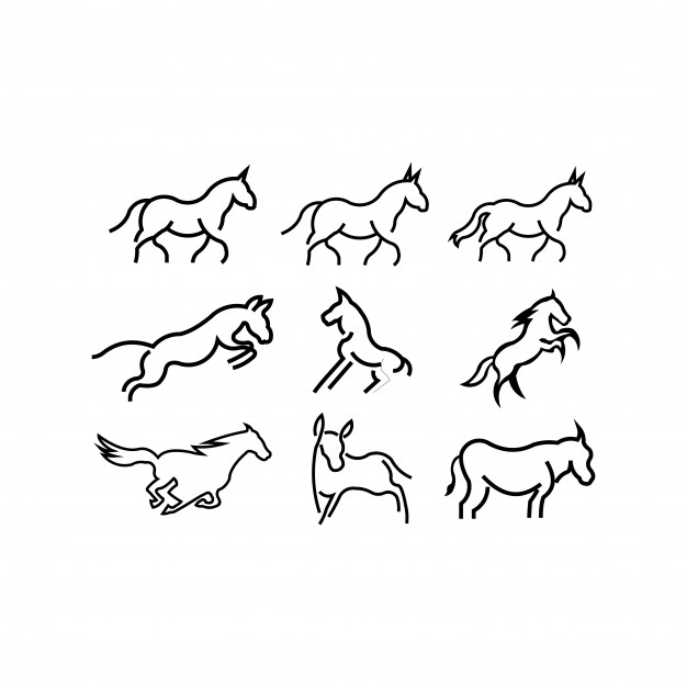 626x626 running horse line art outline logo vector icon template vector - Running Horse Line Drawing