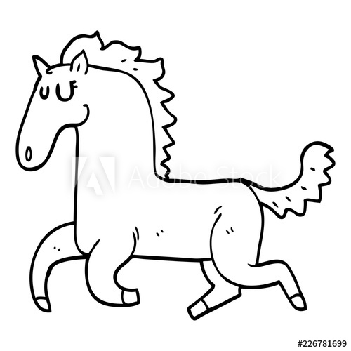 500x500 line drawing cartoon running horse - Running Horse Line Drawing
