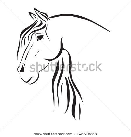 450x470 running horse line drawing simple tribal - Running Horse Line Drawing