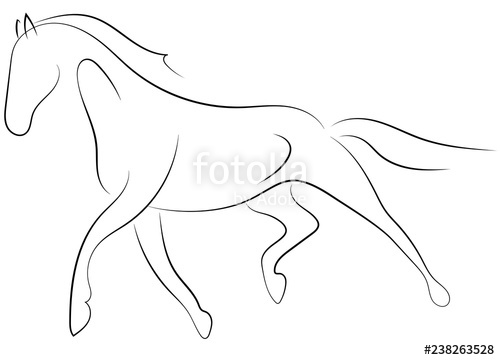 500x360 black line horse on white background running horse sketch style - Running Horse Line Drawing