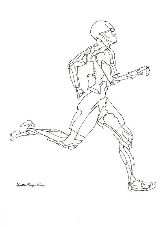 570x782 running man line drawing fine art print etsy - Running Man Drawing