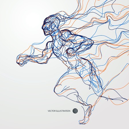 450x450 vector of running man, colored lines - Running Man Drawing