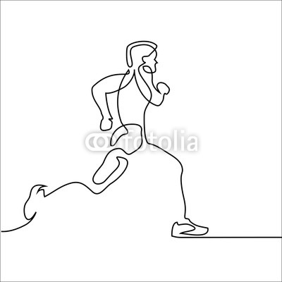 400x400 continuous line drawing sport running man on white background - Running Person Drawing