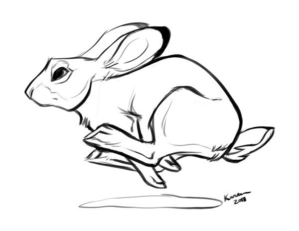 600x464 Sketch Of Running Rabbit - Running Rabbit Drawing