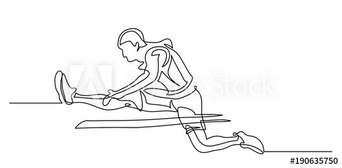 500x245 continuous line drawing illustration shows a athlete running man - Running Race Drawing