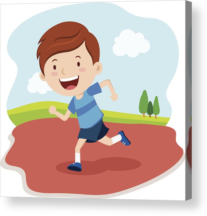 665x695 Boy Running Race Acrylic Print - Running Race Drawing
