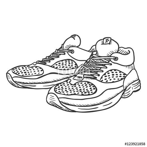 500x500 Vector Sketch Illustration - Running Shoes Drawing