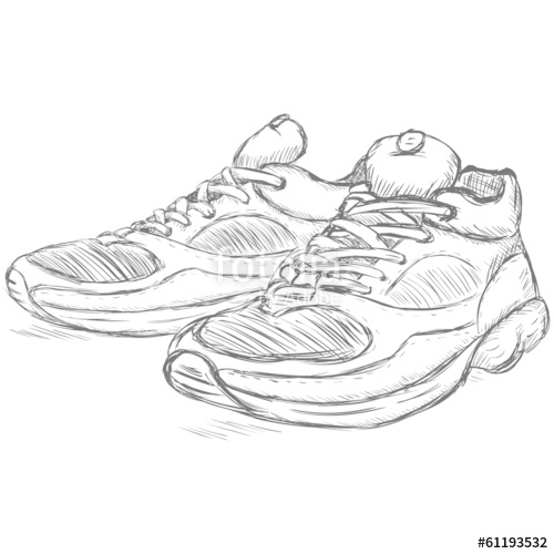 500x500 Vector Sketch Illustration - Running Shoes Drawing