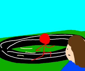 300x250 Guy Spots A Stick Figure On A Running Track Drawing - Running Track Drawing
