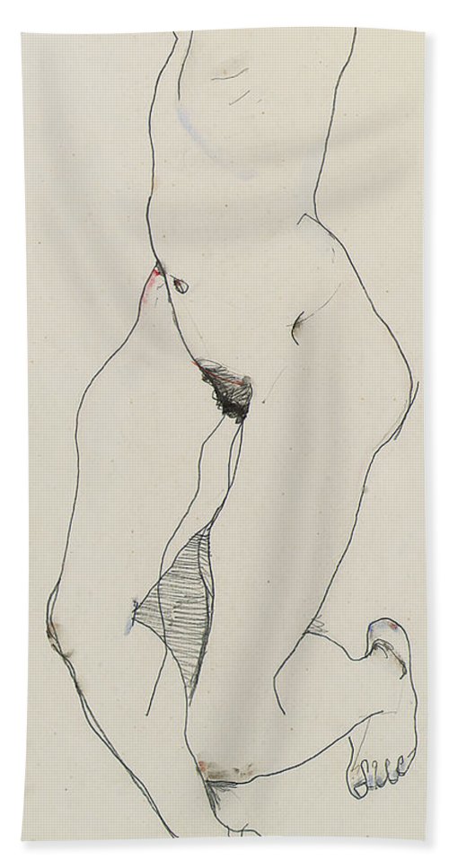 500x967 running woman bath towel for sale - Running Woman Drawing