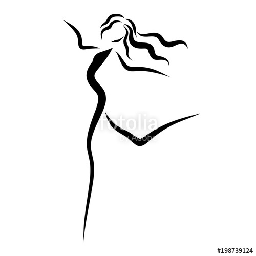 500x500 running woman, drawing thin lines stock photo and royalty free - Running Woman Drawing