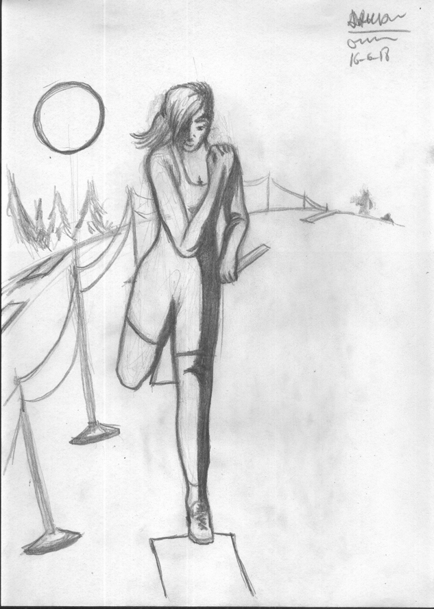 633x888 Running Woman - Running Woman Drawing