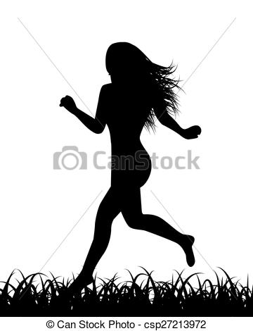 360x470 silhouette of running woman silhouette of women running in the grass - Running Woman Drawing