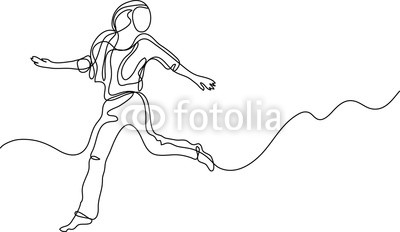 400x232 Continuous Line Drawing Of Happy Running Woman Buy Photos Ap - Running Woman Drawing