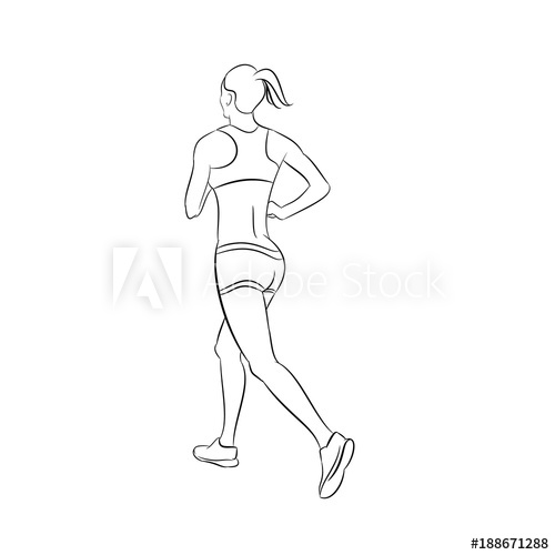 500x500 Line Drawing Of A Running Woman Silhouette - Running Woman Drawing