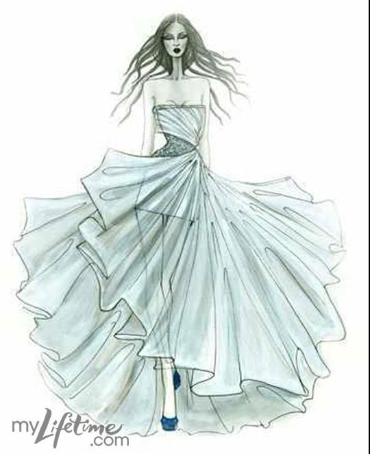 540x662 kate middleton wedding dress sketch - Runway Drawing