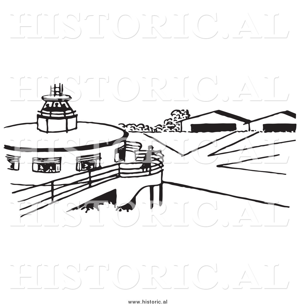 1024x1044 clipart of an airport runway with hangers - Runway Drawing