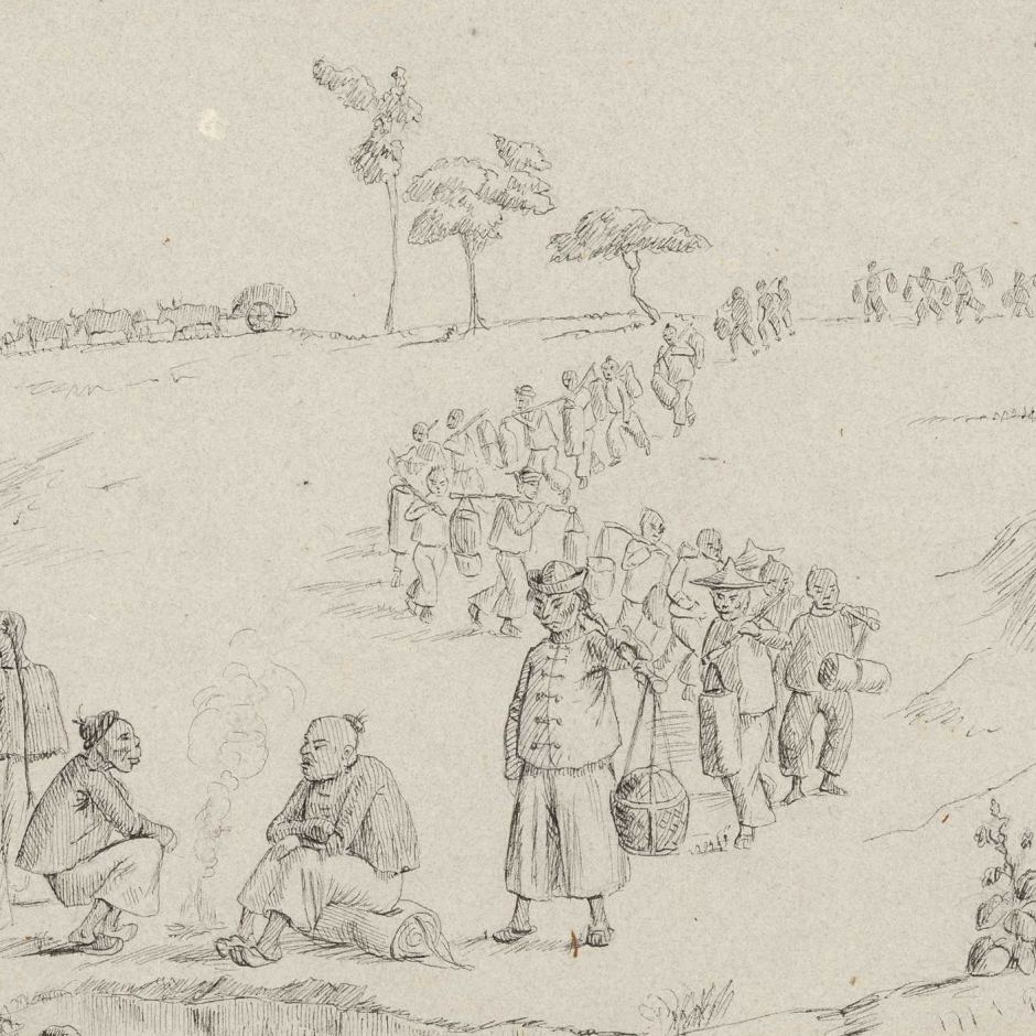 940x940 state library of victoria image of chinese people during gold rush - Rush Drawing