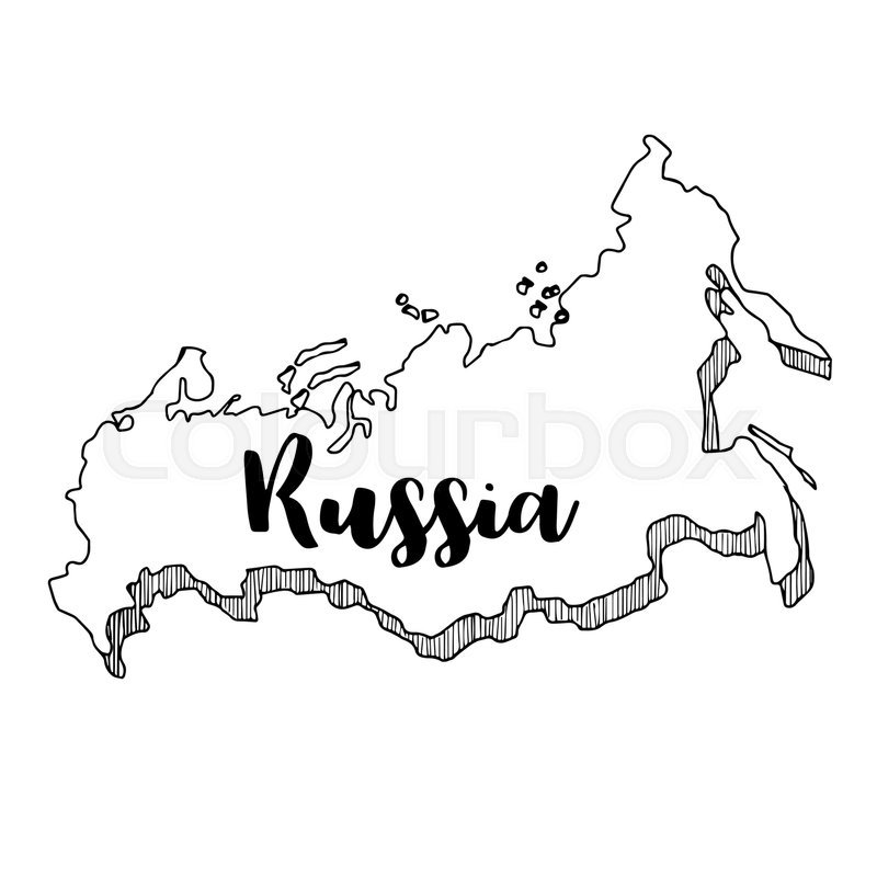 800x800 hand drawn of russia map, vector stock vector colourbox - Russia Drawing
