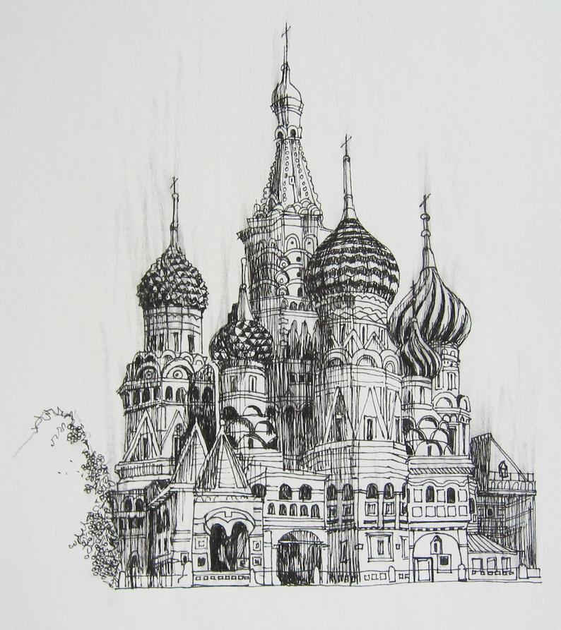 794x893 kremlin russia print giclee from my original drawing etsy - Russia Drawing