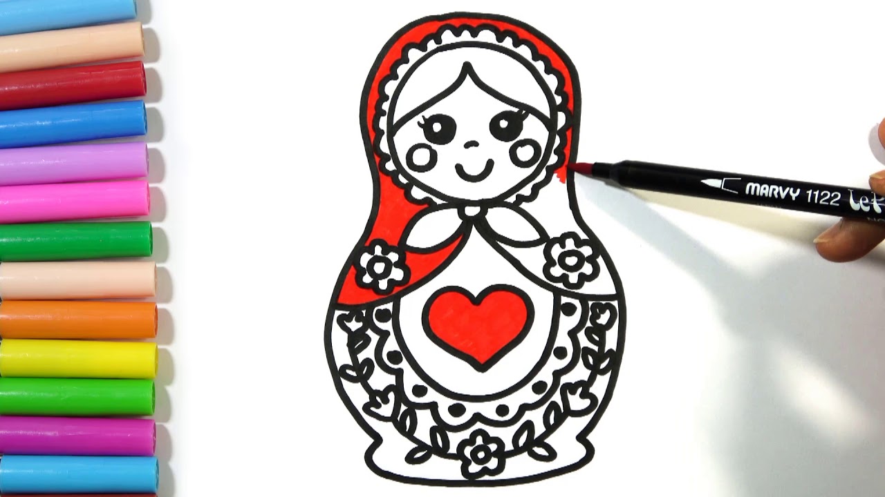 1280x720 how to draw cute russian nesting doll hde - Russian Doll Drawing