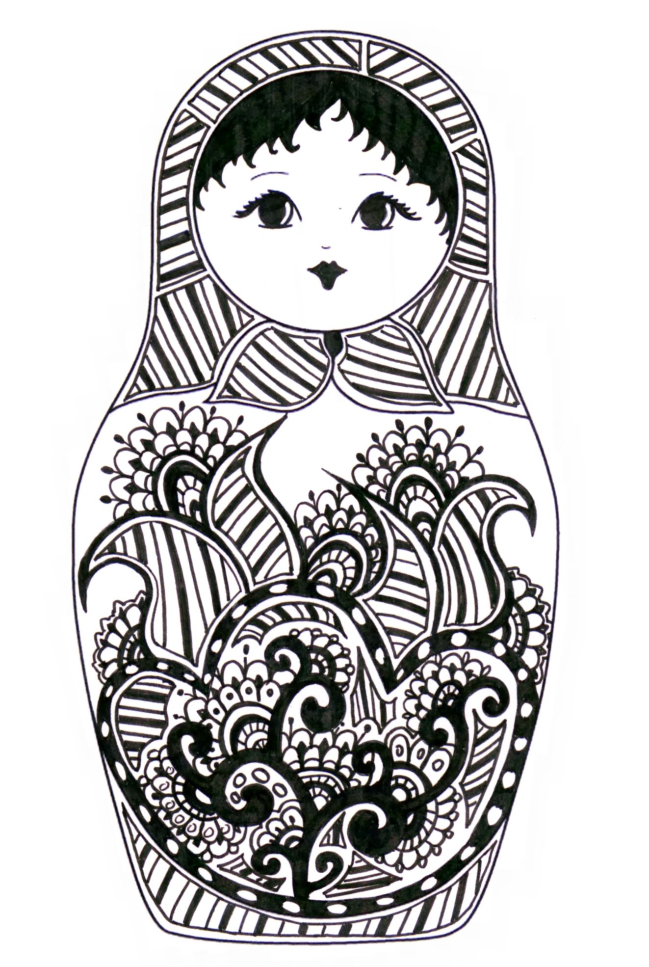 1323x1970 embroidery hand with dmc doll drawing - Russian Doll Drawing